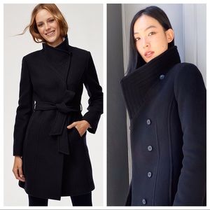 Aritzia Black Wool Belted Double-Breasted Coat